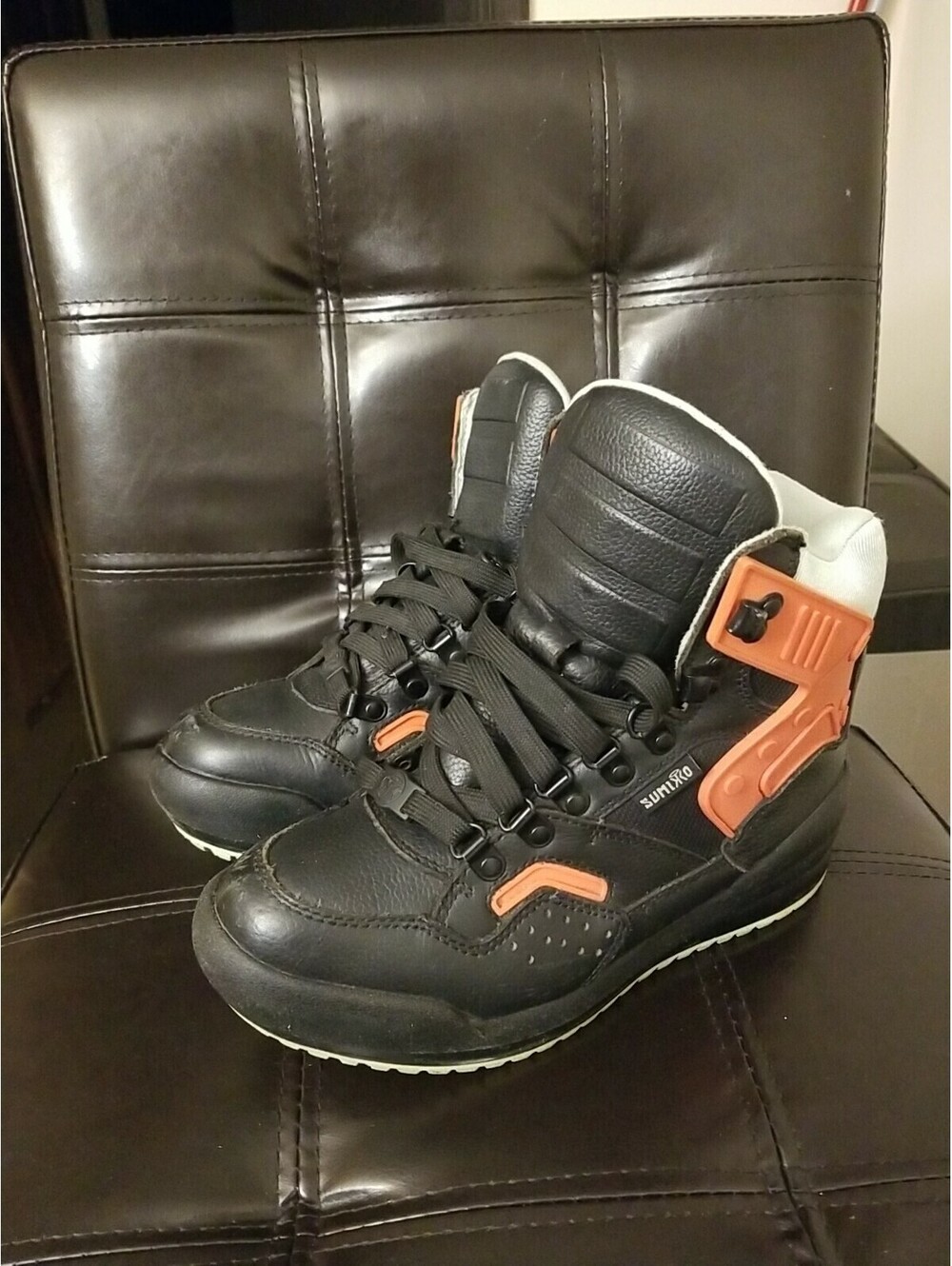 Sumikko Black/Red Leather Upper Boots Shoes Size 6